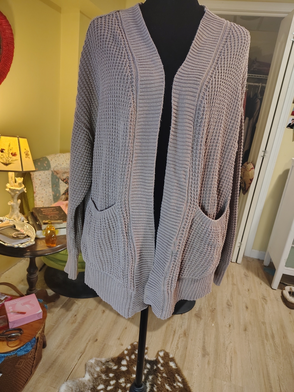 Universal Thread Taupe Open-Front Knit Cardigan